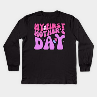 My First Mother's Day Mom Pregnancy Reveal Kids Long Sleeve T-Shirt